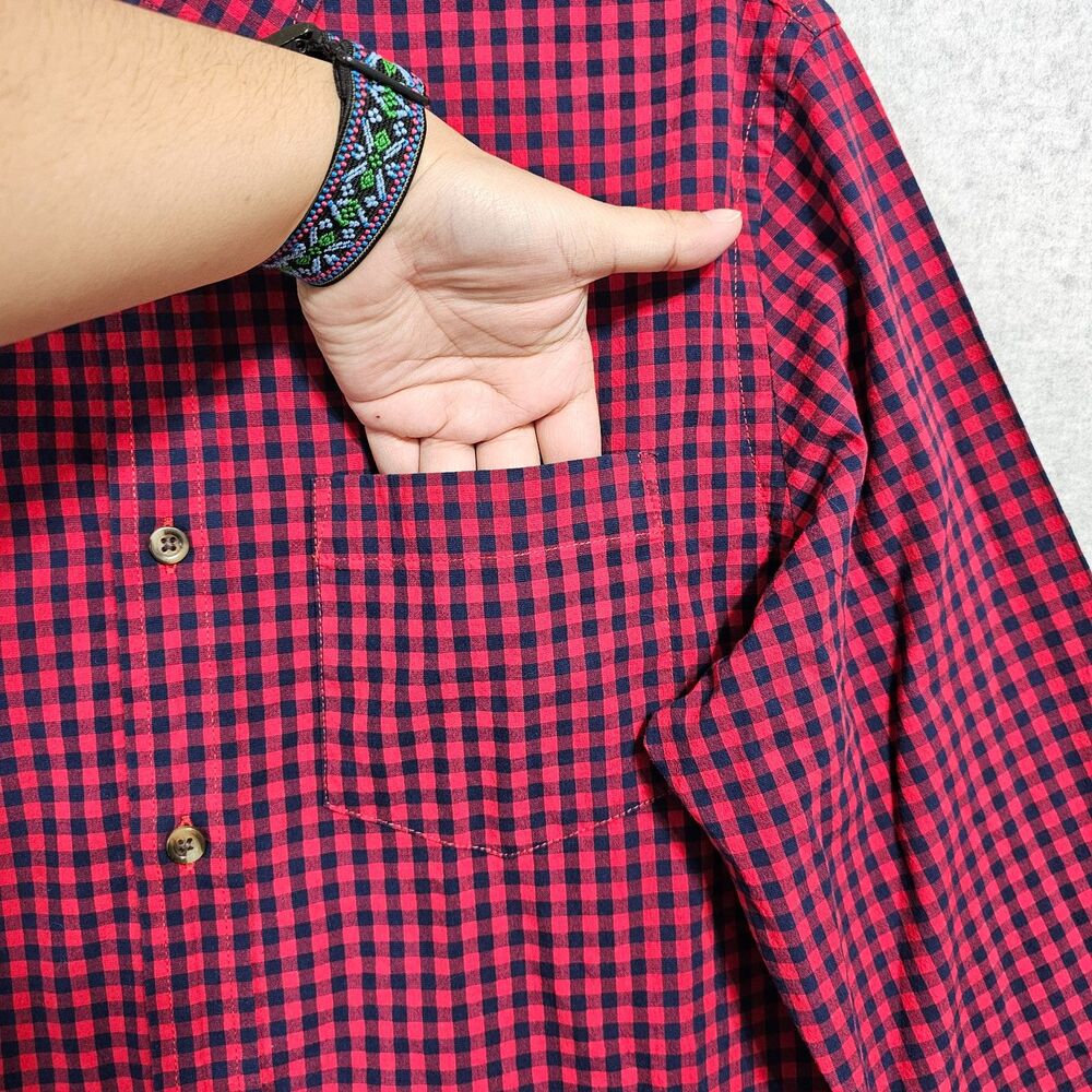 Mens Old Navy Button Up Shirt Bundle Size Small Blue Red Long Sleeve Slim Fit - Picture 12 of 16